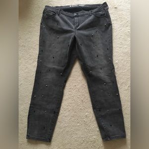 Size 22 skinny jeans embellished with black and silver studs
